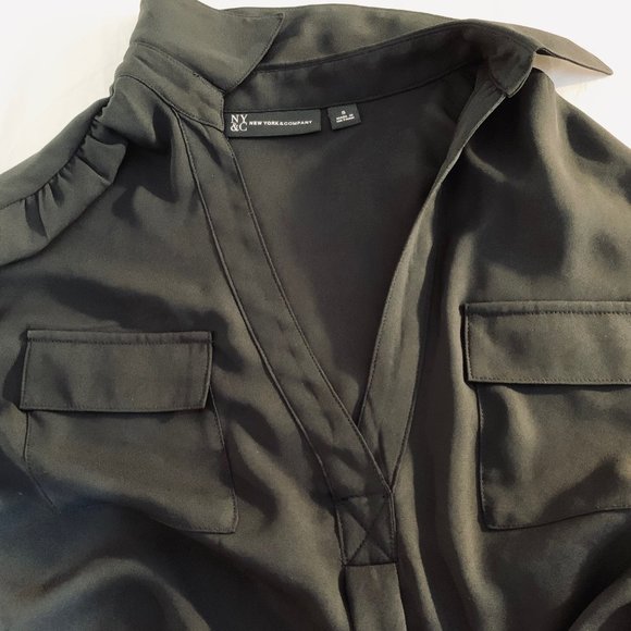 New York & Company Semi Sheer Black Blouse Size S - Picture 2 of 15